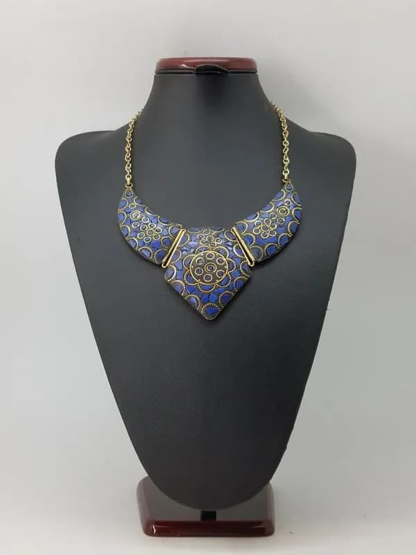 Etnik Lapis Lazuli Altın Kolye