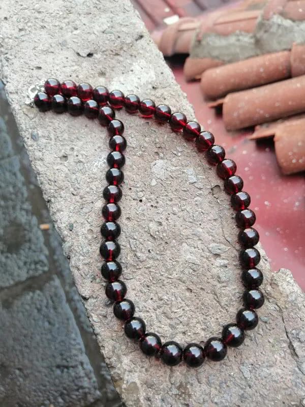Bordo Kristal Boncuk Klasik Kolye 1