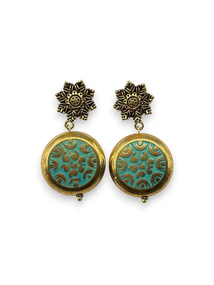 Vintage Emaye Turkuaz Filigree Küpe 1