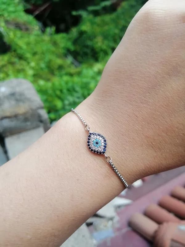 Klasik Mavi Kristal Merkezi Sarkıtlı Bileklik 1