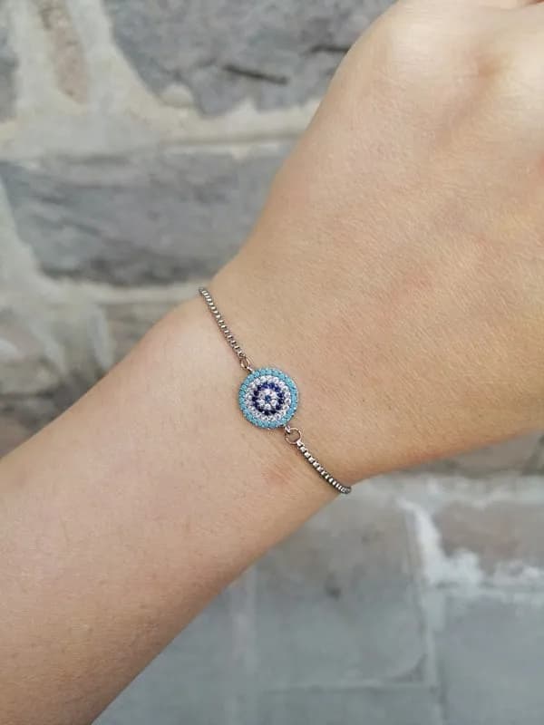 Mavi Göz Motifli Zincir Bileklik 1