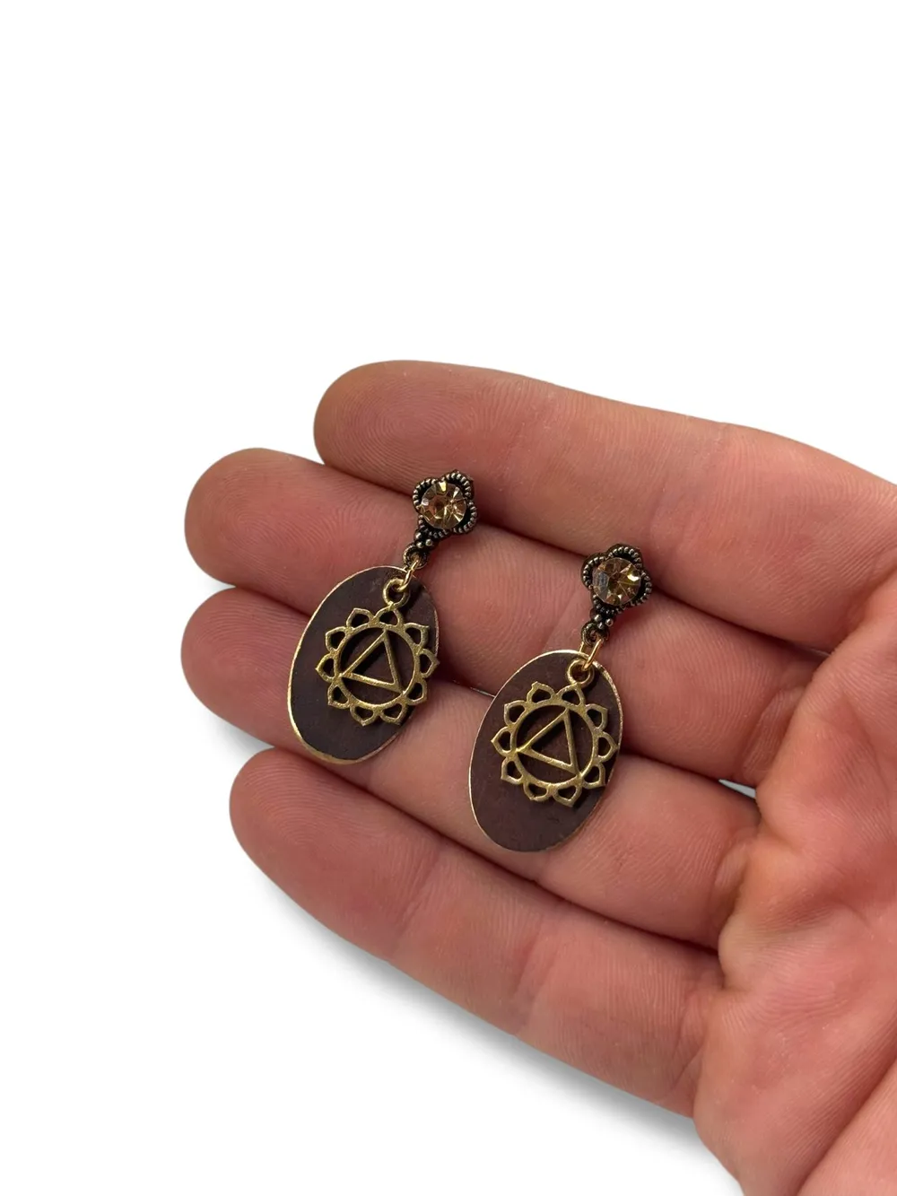 Geometrik Bronz Metal Sarkıtlı Küpe 1