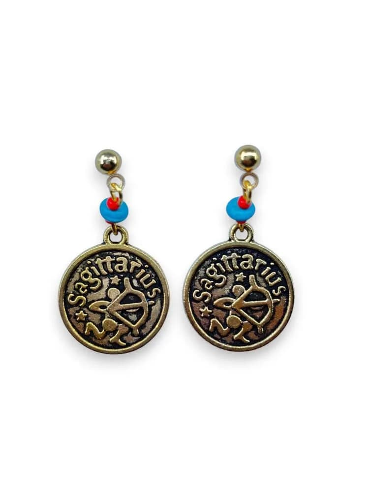 Etnik Bronz Disk Turkuaz Küpe 1