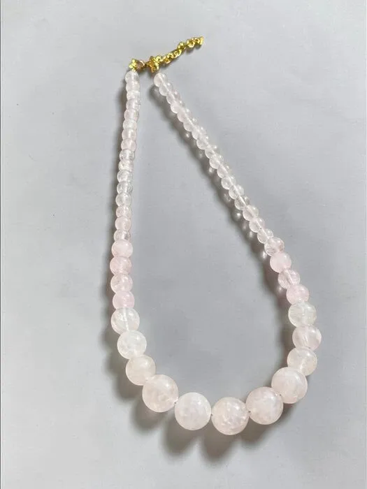 Pembe Kuarsite Doğal Taş Kolye 1