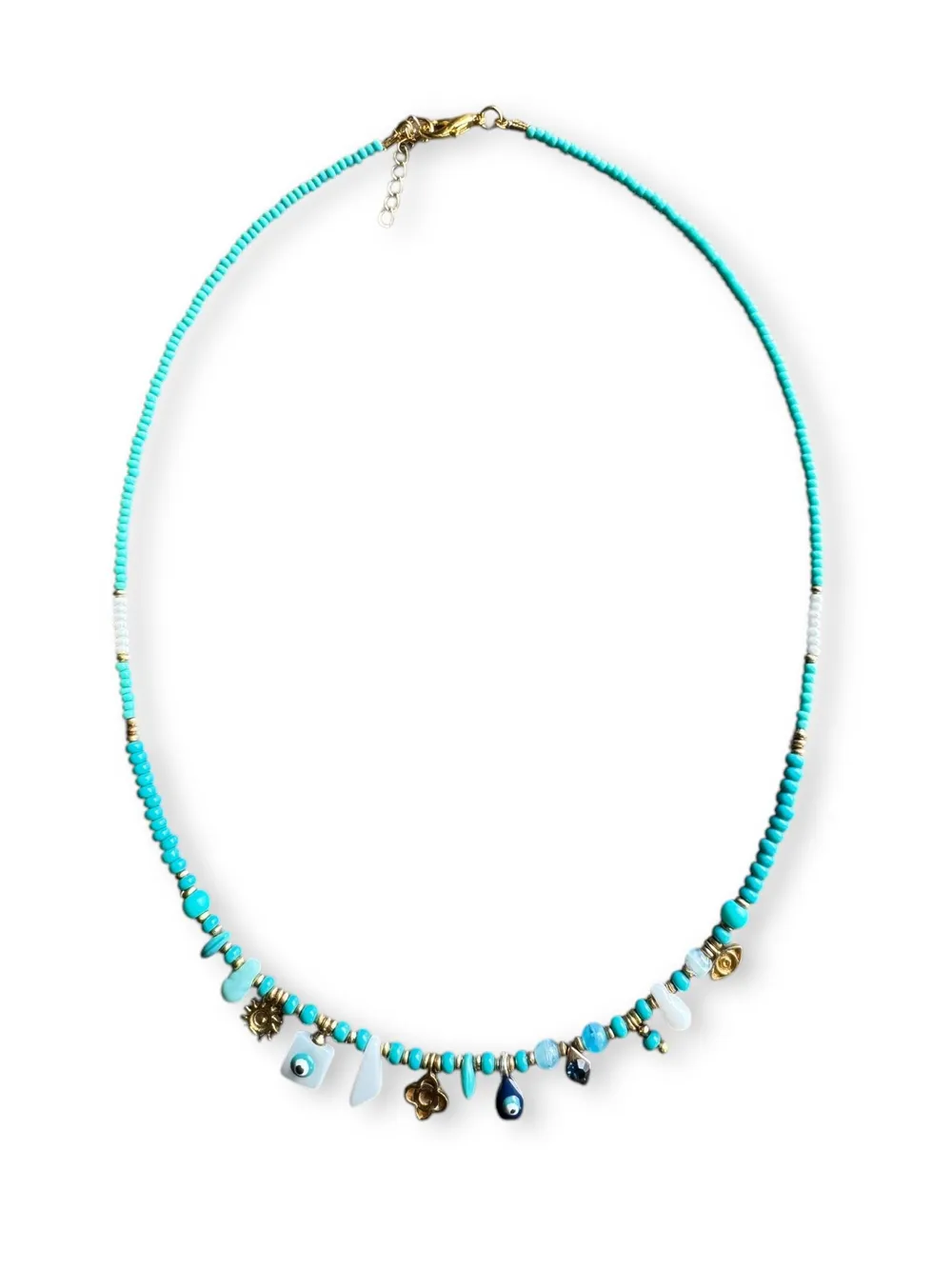 Boho Turkuaz Taş Sarkıtlı Kolye 1