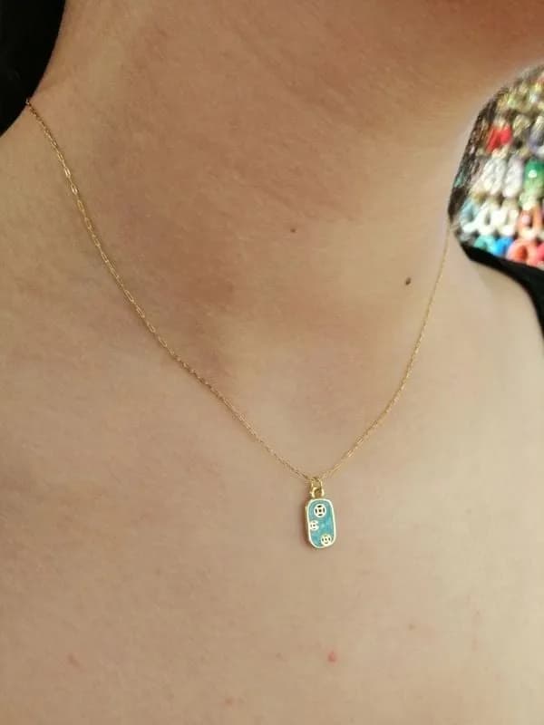 Turkuaz Patine Minimal Pendant Kolye 1