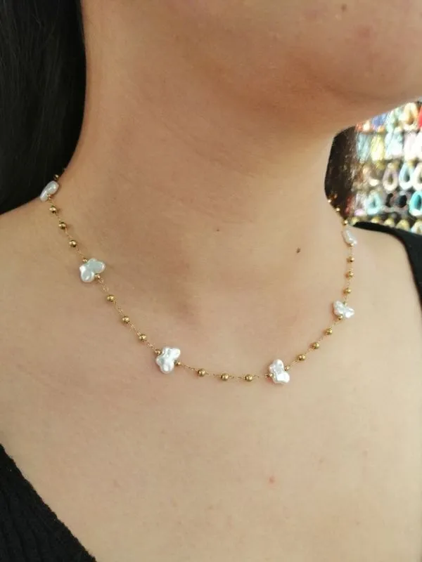 Kristal Boncuk Minimal Kolye 1