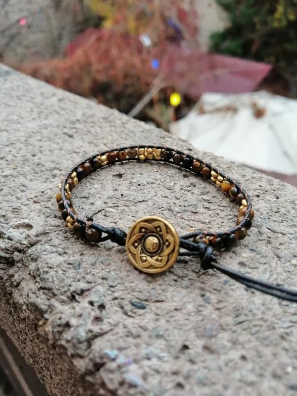 Etnik Bronz Metal Kapamalı Boncuk Bileklik 1