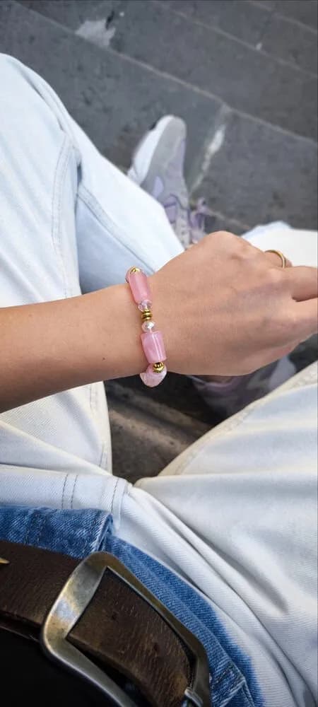Pembe Lila Cam Boncuk Bileklik 1
