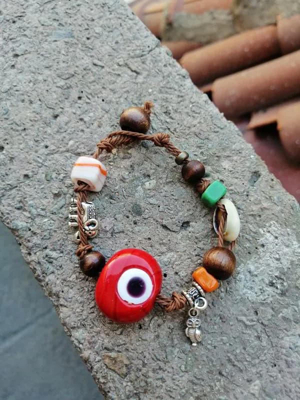 Etnik Evil Eye Ahşap Bileklik 1