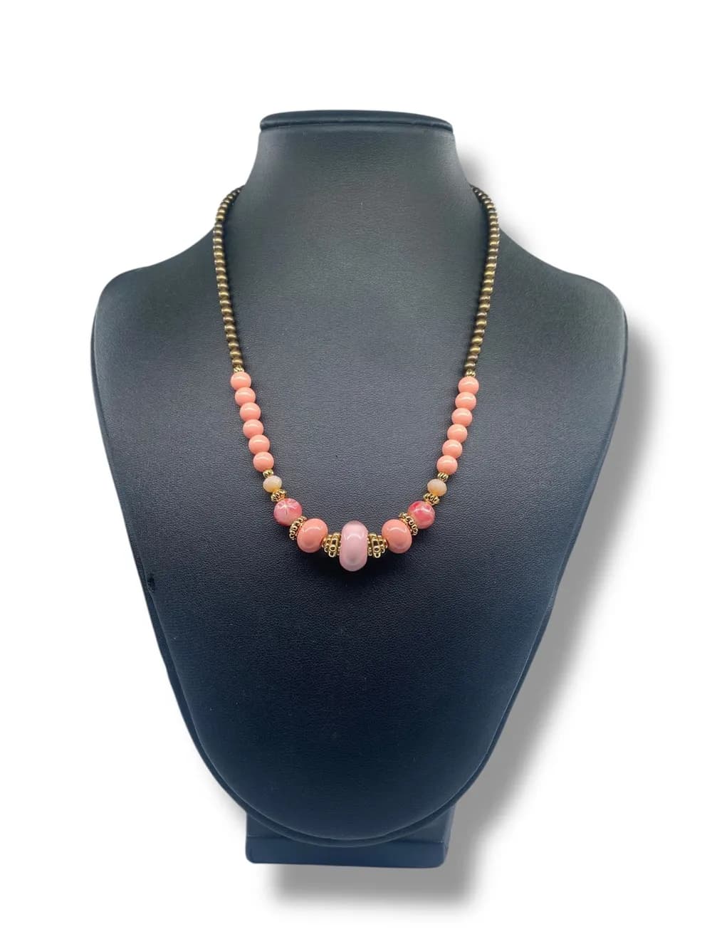 Vintage Pembe Mercan Boncuk Kolye 1