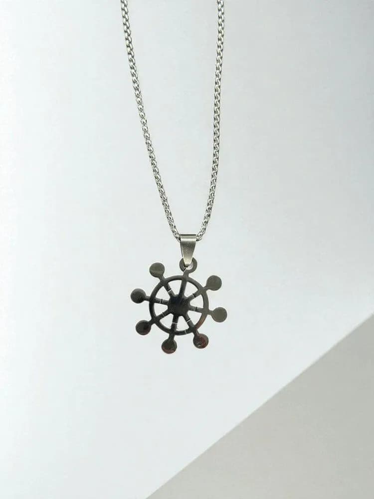 Gümüş Tekerlek Motifli Nautical Kolye 1