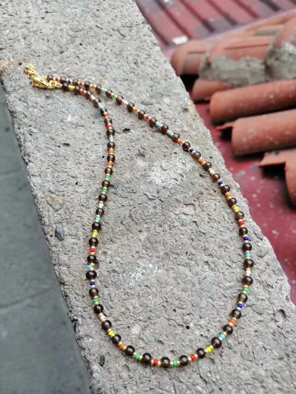 Etnik Koyu Boncuk Altın Aksesuarlı Kolye 1