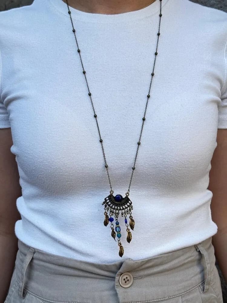 Etnik Metal Zincir Sarkıtlı Kolye 1