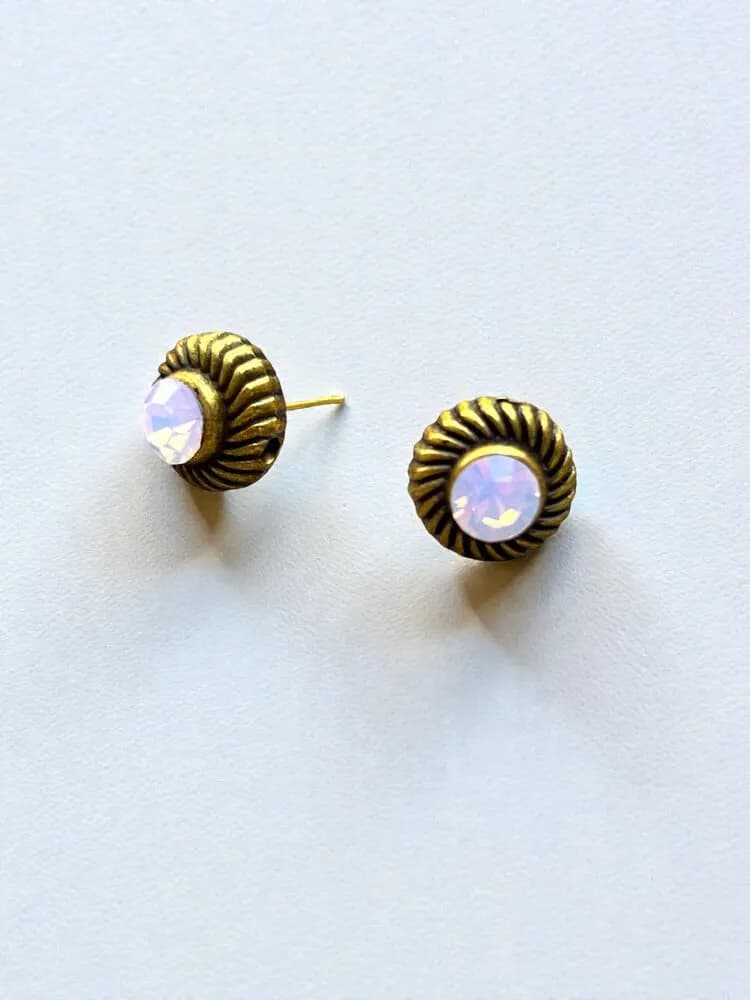 Vintage Metal Kupa Lavanta Taşı Küpe 1