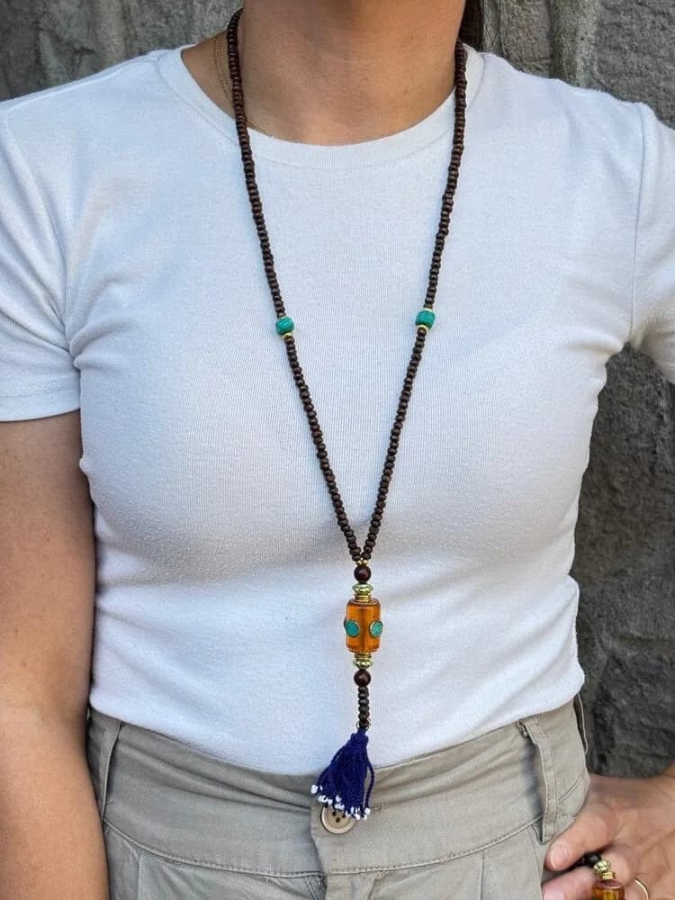 Etnik Taş Sarkıt Kolye