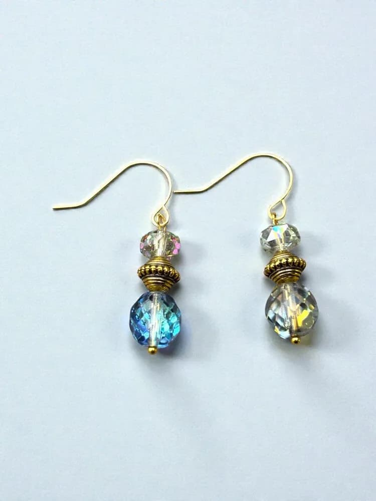 Kristal Faceted Sallantılı Küpe 1