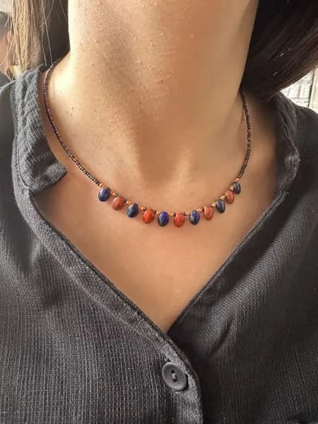 Etnik Çok Renkli Doğal Taş Kolye 1
