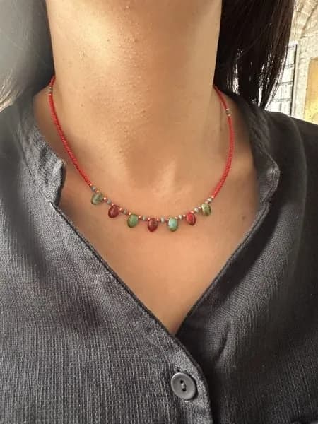 Etnik Çok Renkli Taş Boncuk Kolye 1