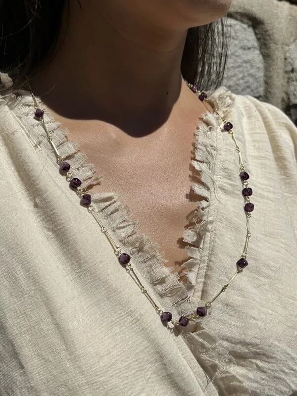 Bordo Kristal Dizi Kolye 1