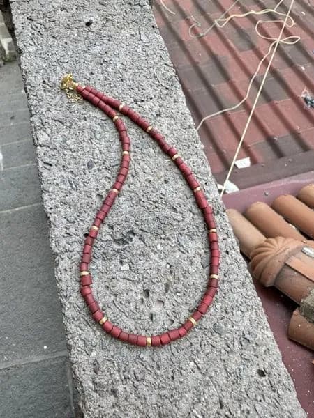 Kırmızı Kahverengi Boncuk Kolye 1