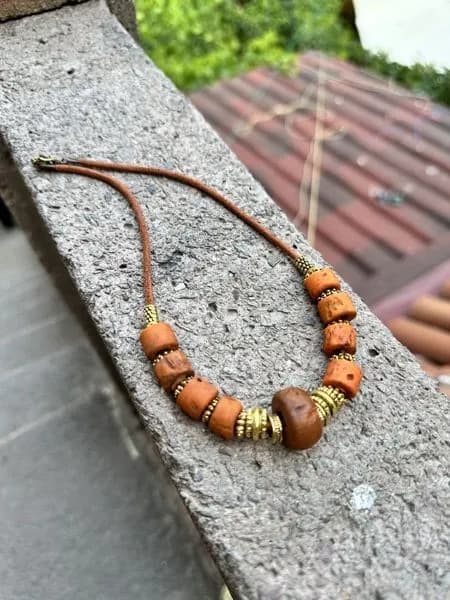 Etnik Ahşap Deri Kolye 1