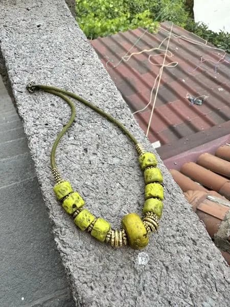 Etnik Yeşil Cam Boncuk Kolye 1