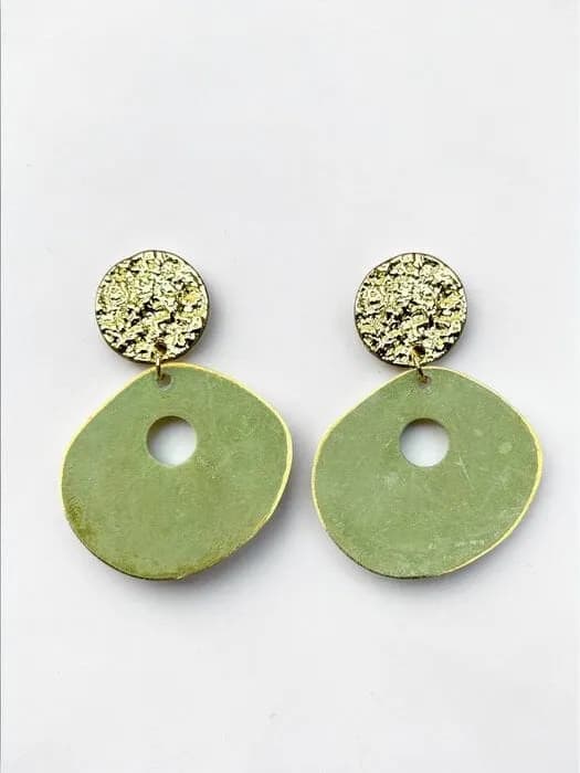 Yeşil Donut Glitter Küpe 1
