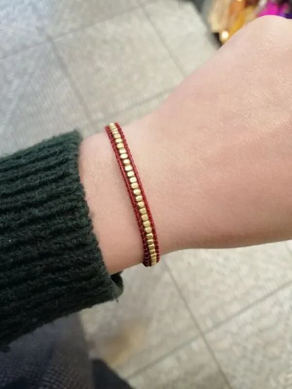 Bordo Metalik Boncuk Bileklik 1