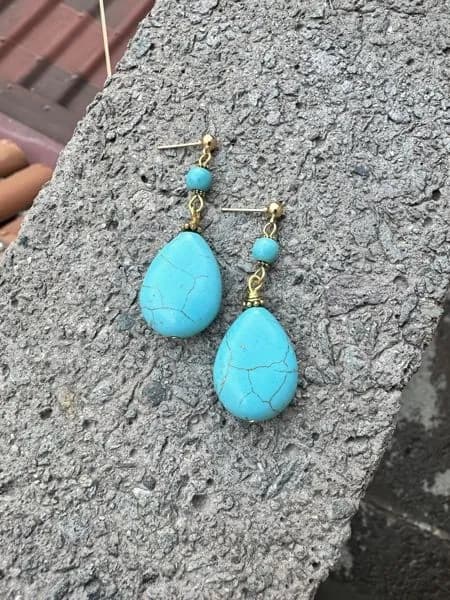 Turkuaz Damla Taş Küpe 1