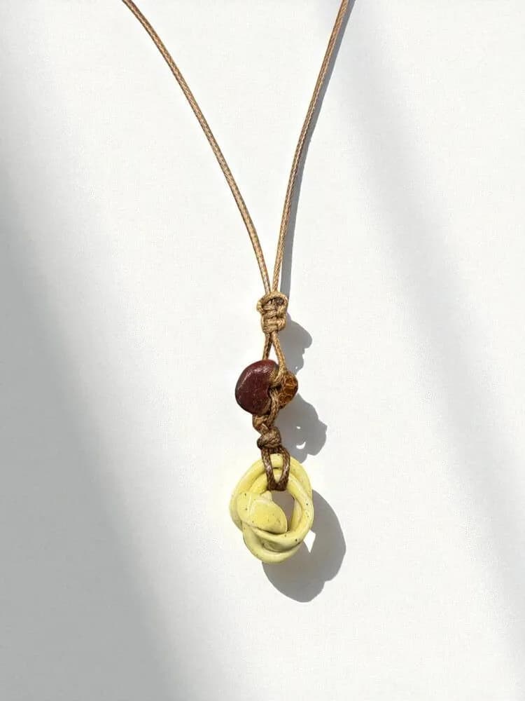 Amber ve Limon Kristal Sarkıtlı Kolye 1