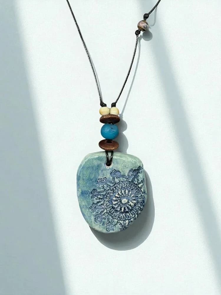 Mandala Taş Sarkıtlı Bohem Kolye 1