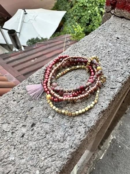Renkli Boncuk Üçlü Katman Bileklik 1