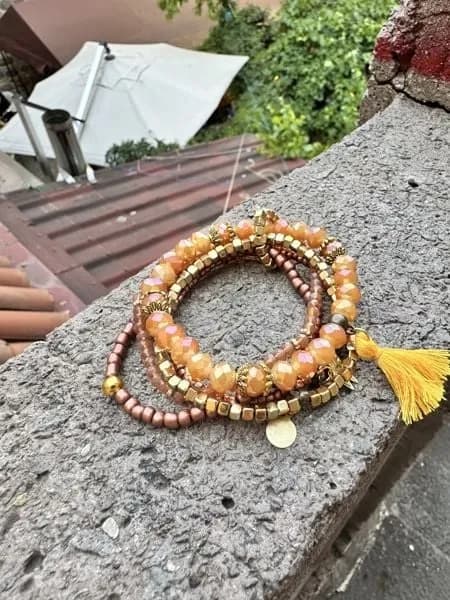 Doğal Ahşap Boncuk Bohem Bileklik Seti 1