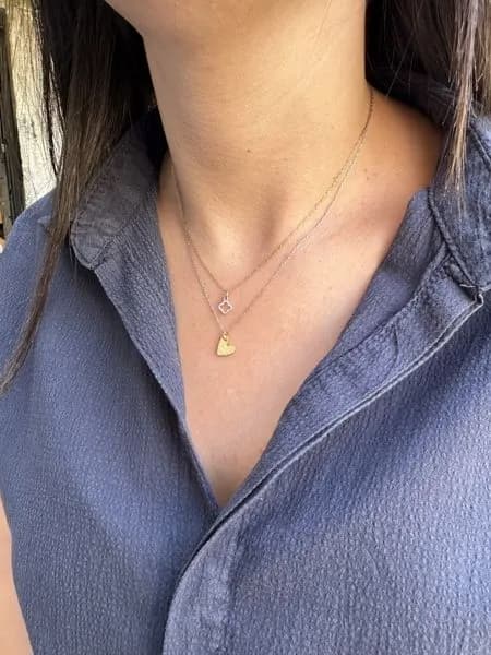 Minimal Çift Zincirli Kalp Kolye 1