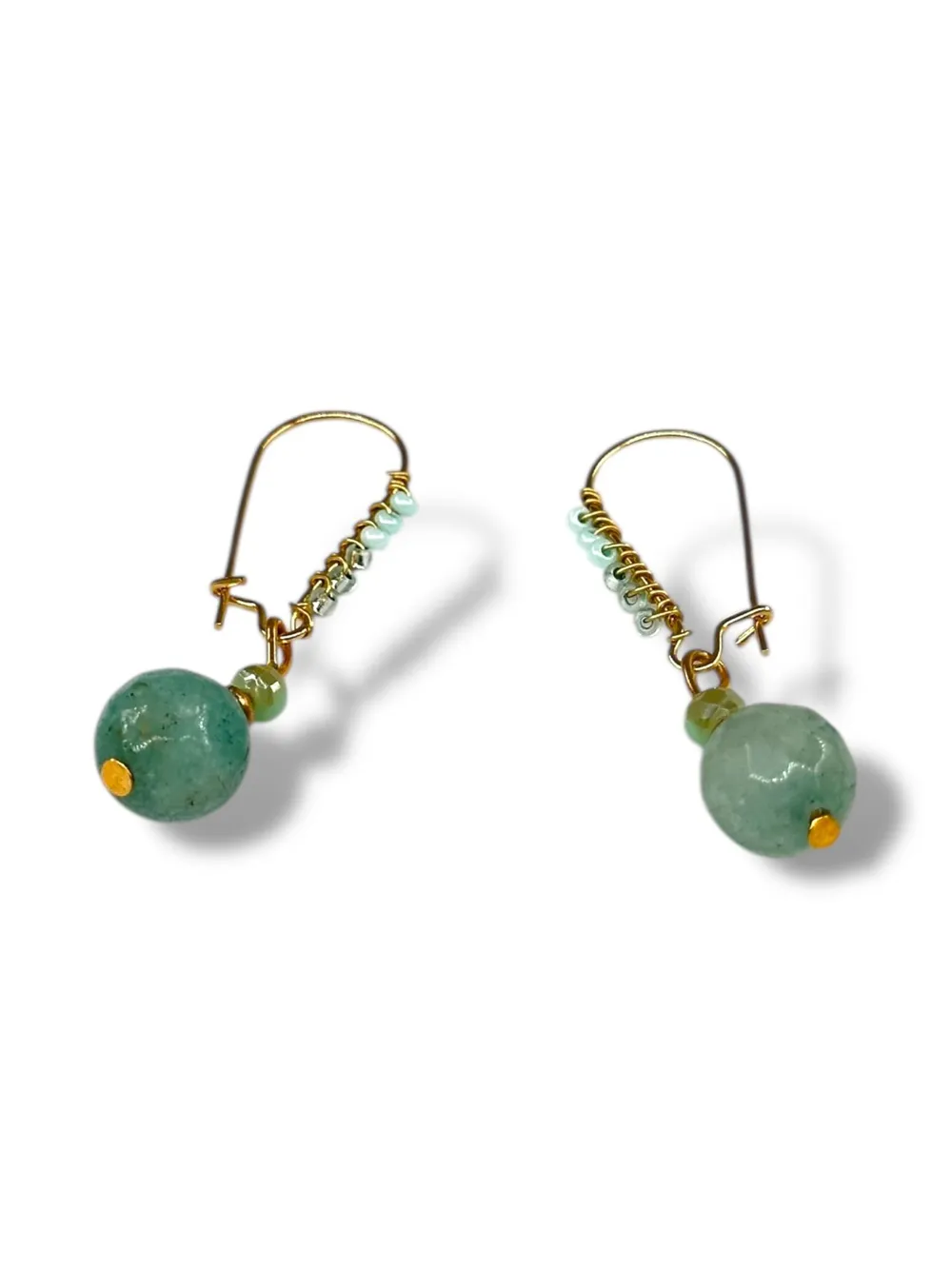 Yeşil Jade Taş Sallantılı Küpe 1