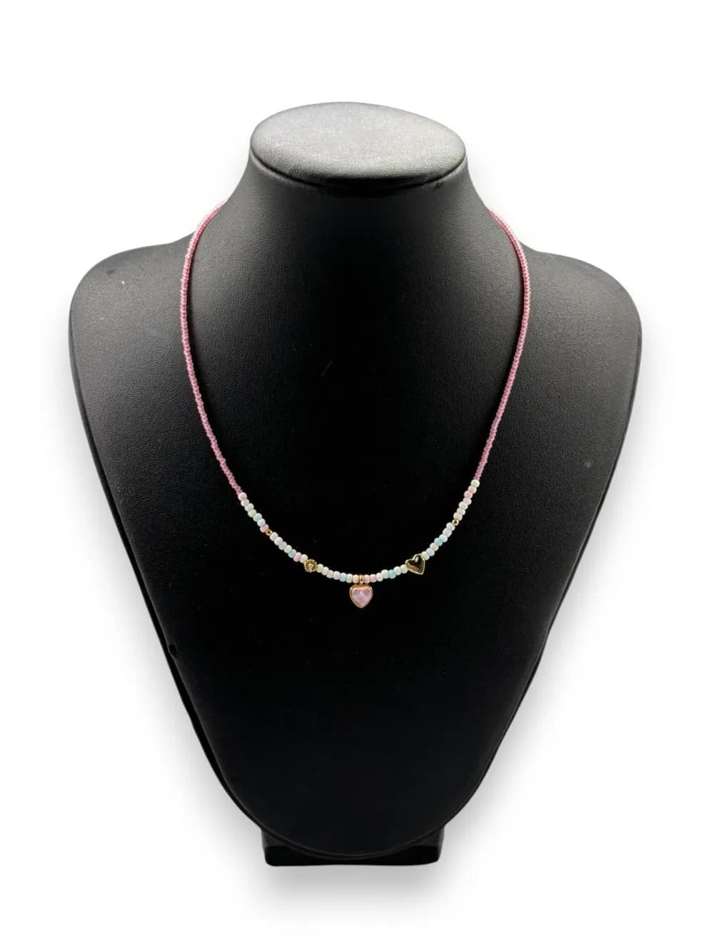Pembe Taş Minimalista Kolye 1