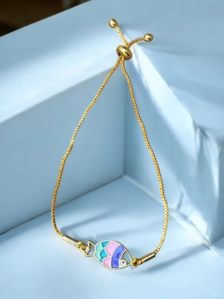 Renkli Charm Altın Zincir Bileklik 1
