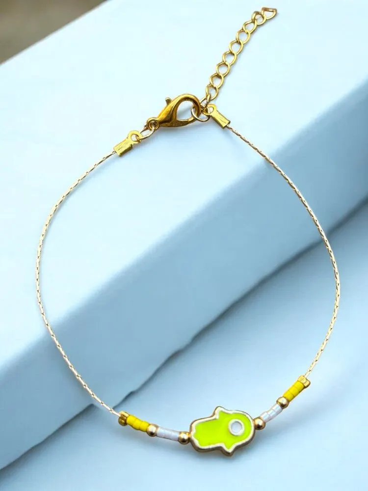 Neon Sarı Cam Charm Bileklik 1