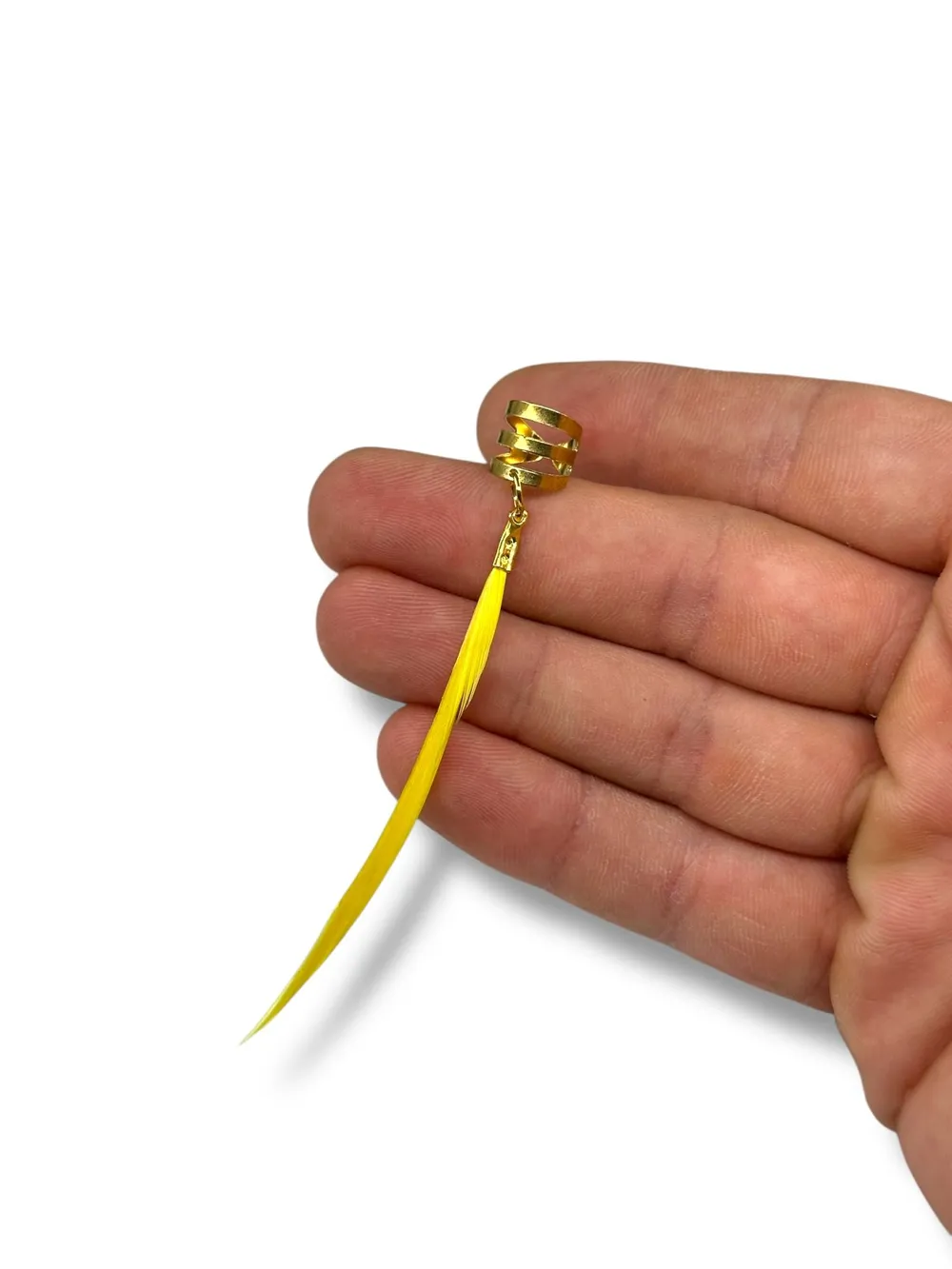 Minimal Sarı Dize Metal Küpe 1