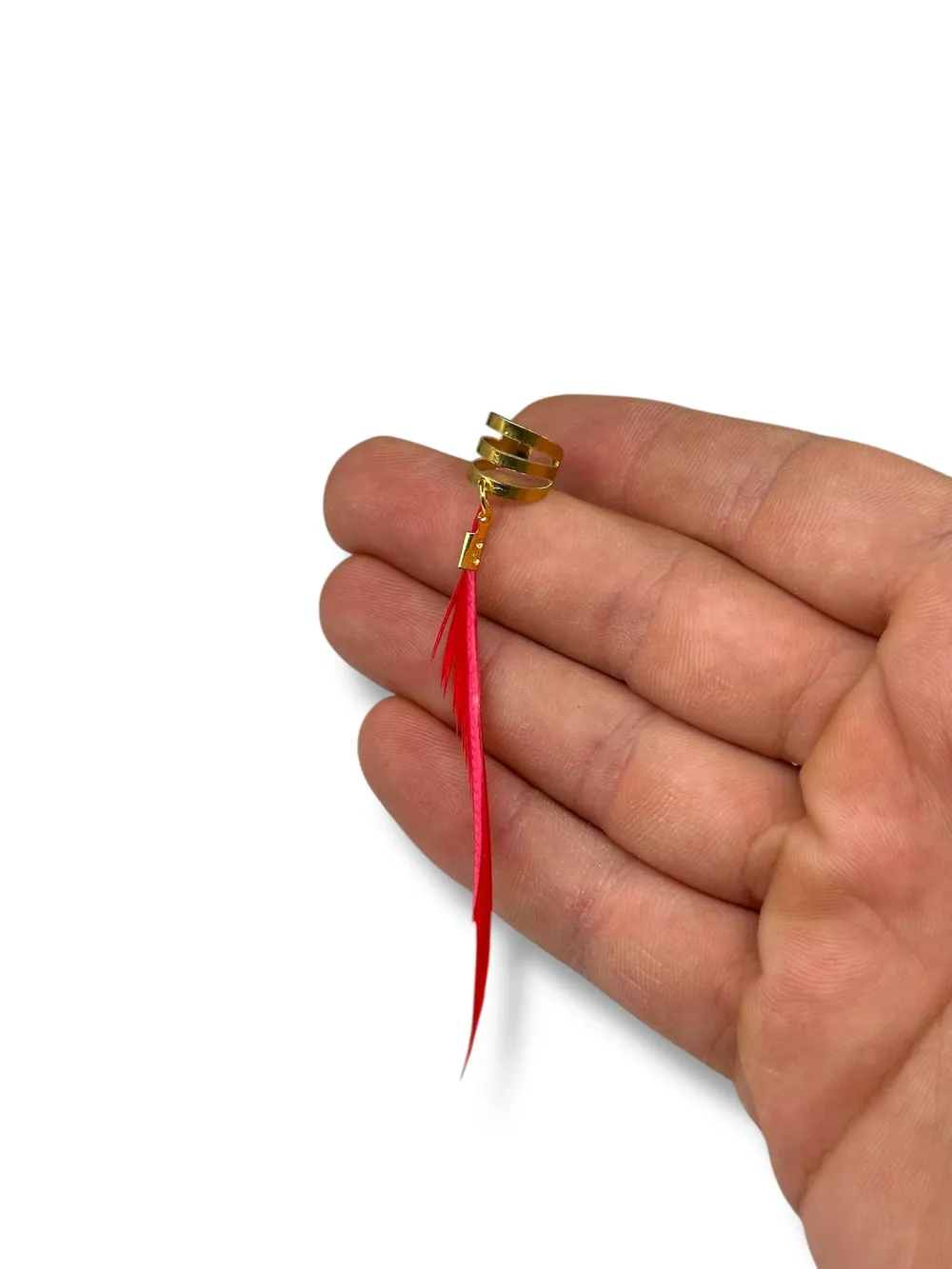 Kırmızı İplik Sarkıtlı Küpe
