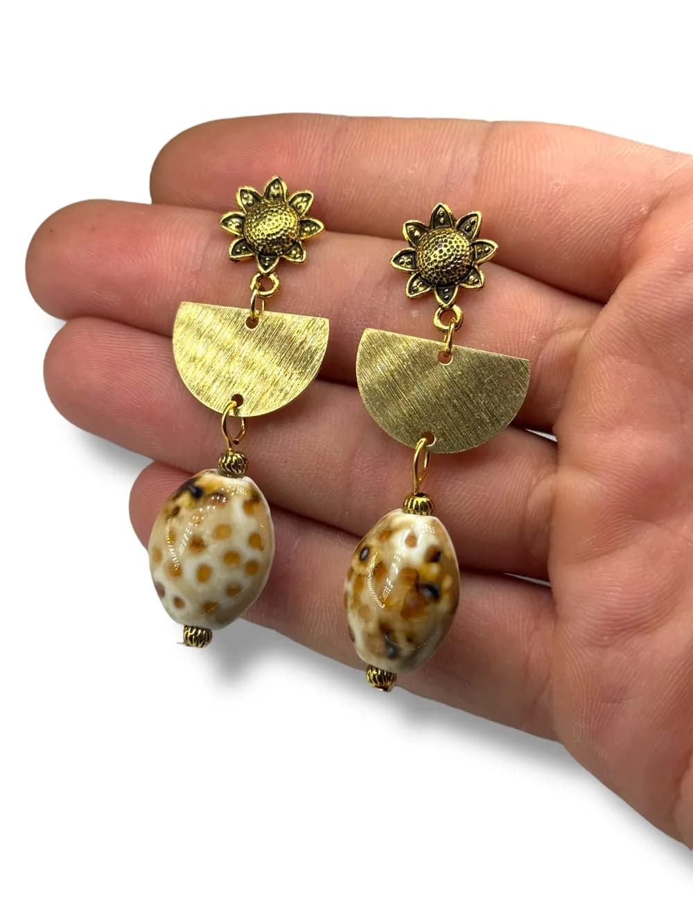 Leopar Desen Seramik Sallantılı Küpe 1