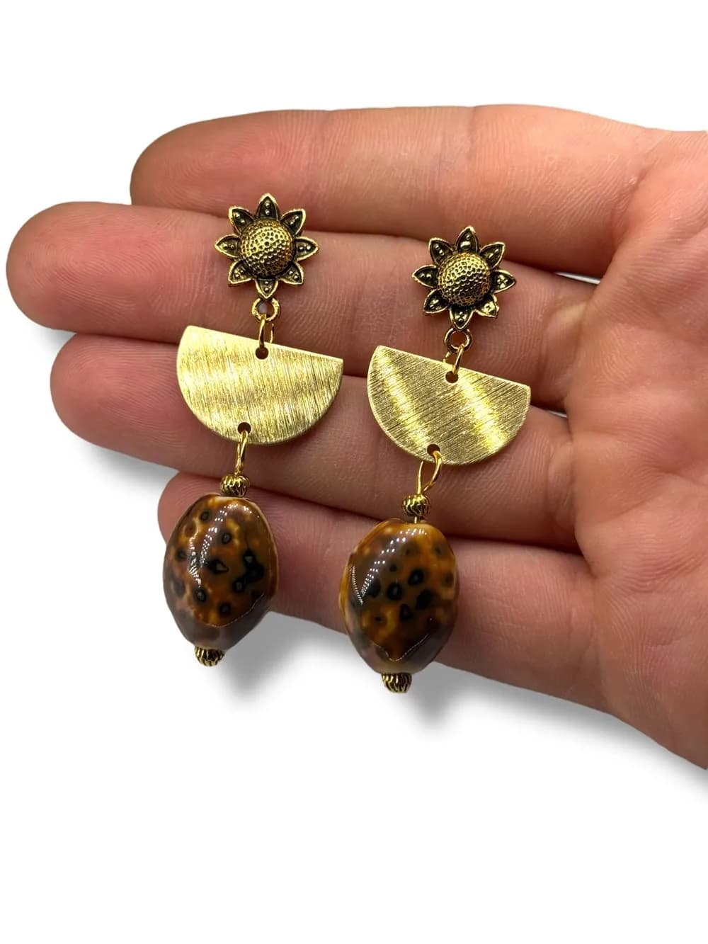 Vintage Çiçek & Sehra Leopar Küpe 1