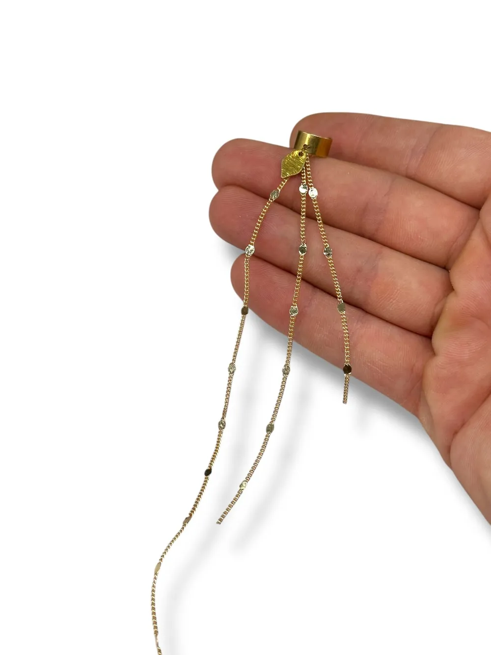 Minimal Altın Zincirli Sallantılı Küpe 1