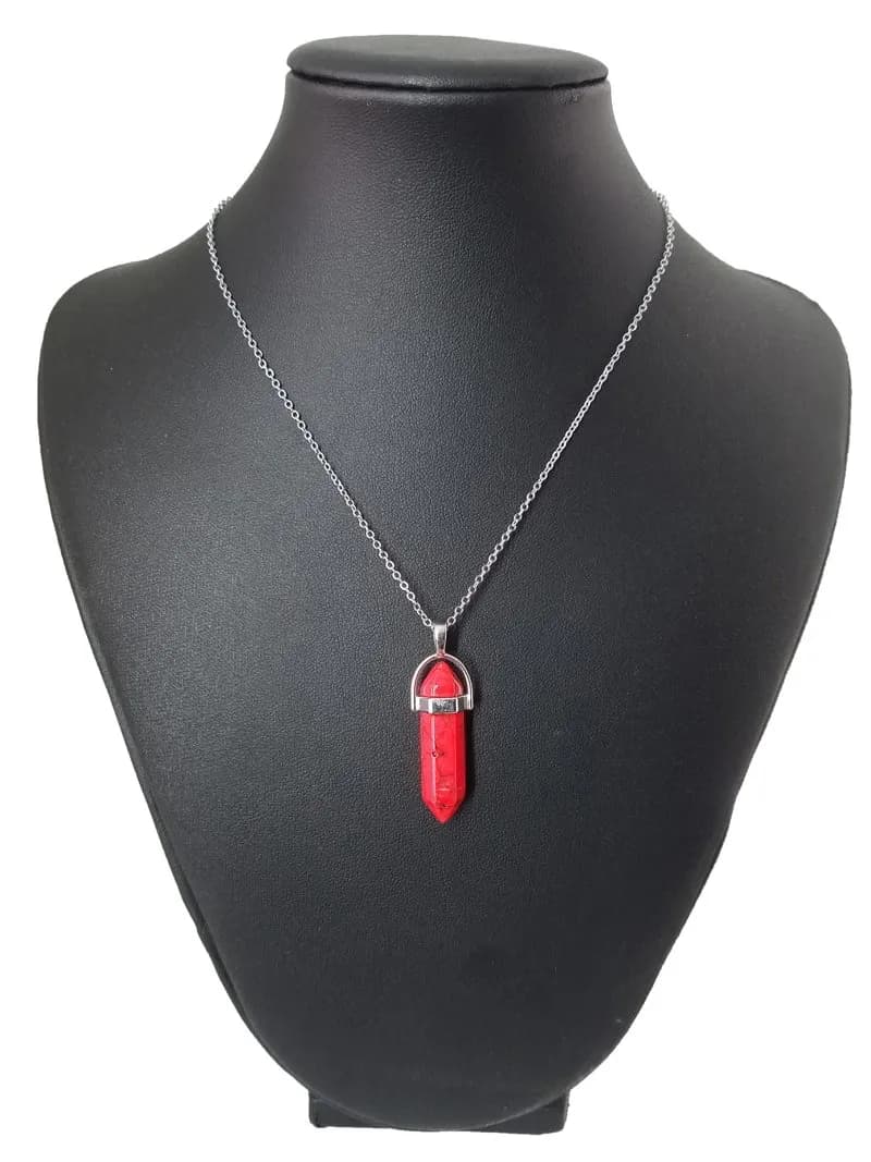 Pembe Kristal Taş Sarkıtlı Kolye 1