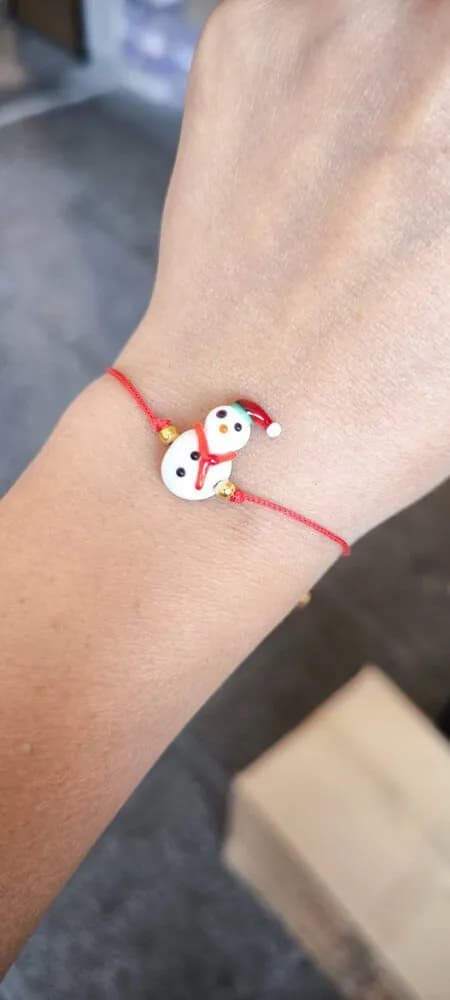 Kırmızı Lastik Kar Adamı Bileklik 1