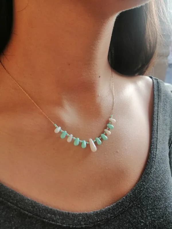 Etnik Turkuaz Taş Choker Kolye 1