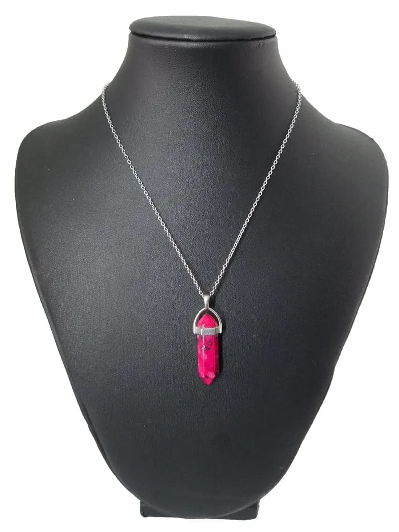 Pembe Kristal Damla Sarkıtlı Kolye 1