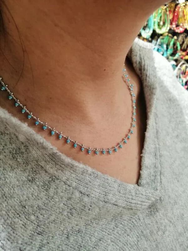 Renkli Kristal Boncuk Choker Kolye 1