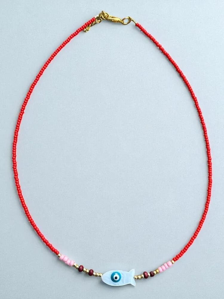 Nazar Amulet Pembe Boncuk Kolye 1